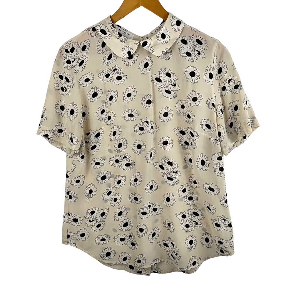 Equipment Cream Blouse with Black Floral Print